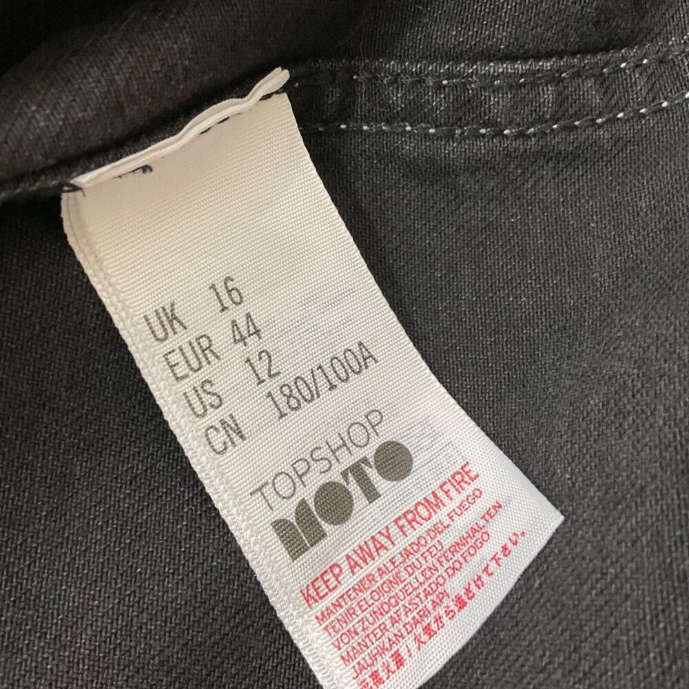 Topshop Moto Denim Jacket Lace Up Details Pockets wms. Size 12 Black Lace detail - Picture 6 of 15